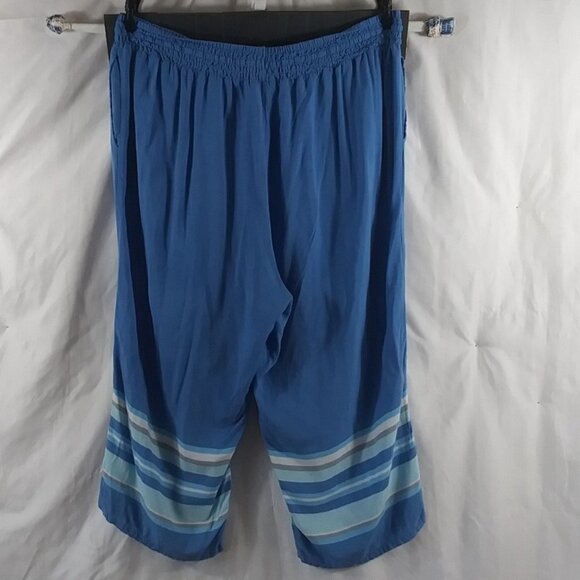 Dream Co. Women's Blue Drawstring Elastic Waist Wide Leg Capri Plus Size 22/24 - Picture 2 of 8